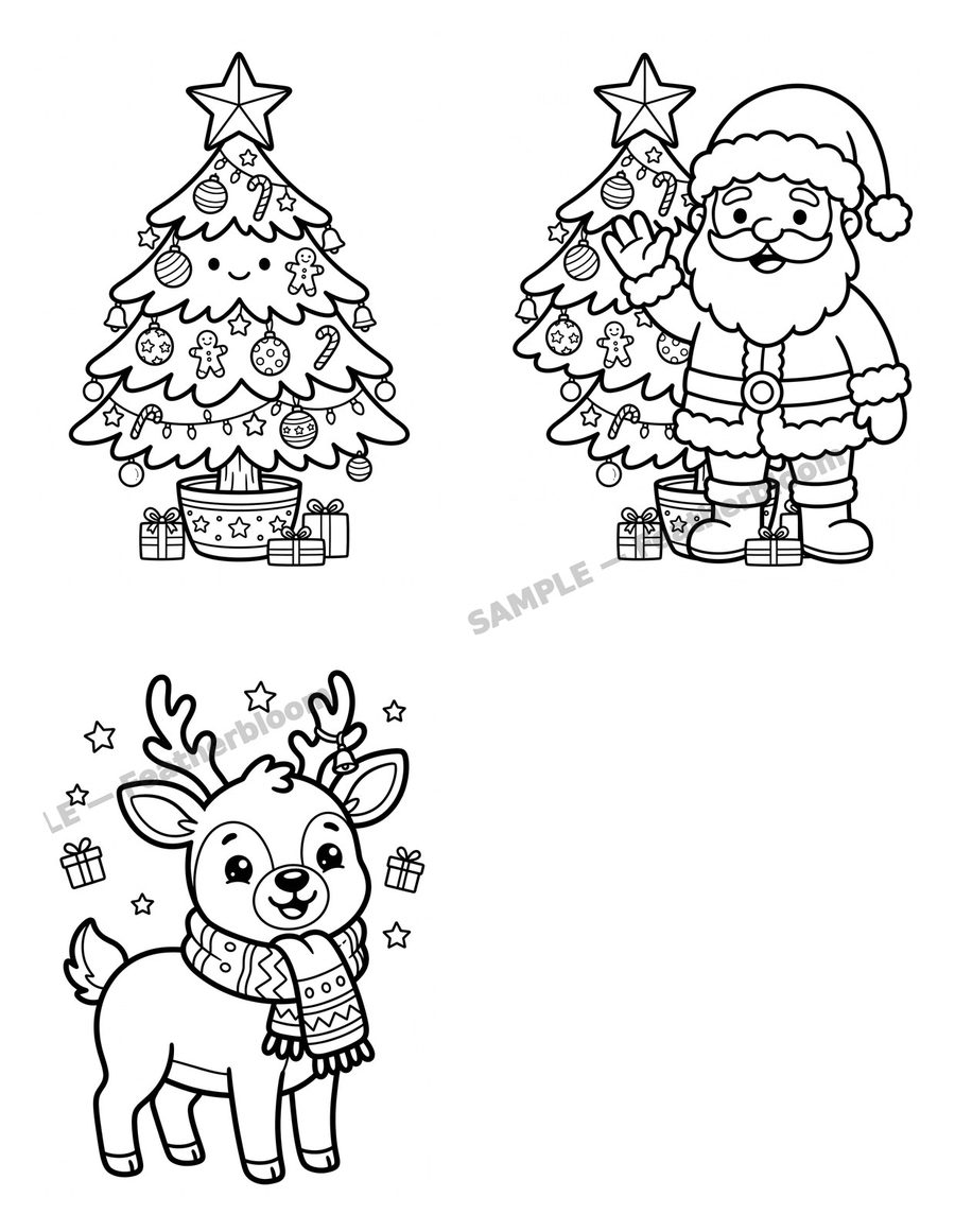 Preview of Cute Cozy Christmas mini pack coloring pages
